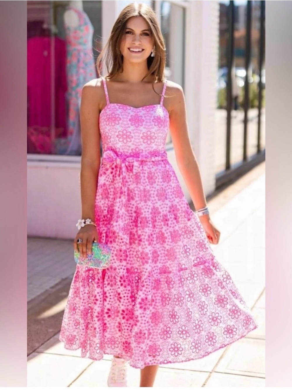 Lilly Pulitzer Pink Floral Edith Midi Sundress